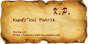 Kopácsi Patrik névjegykártya